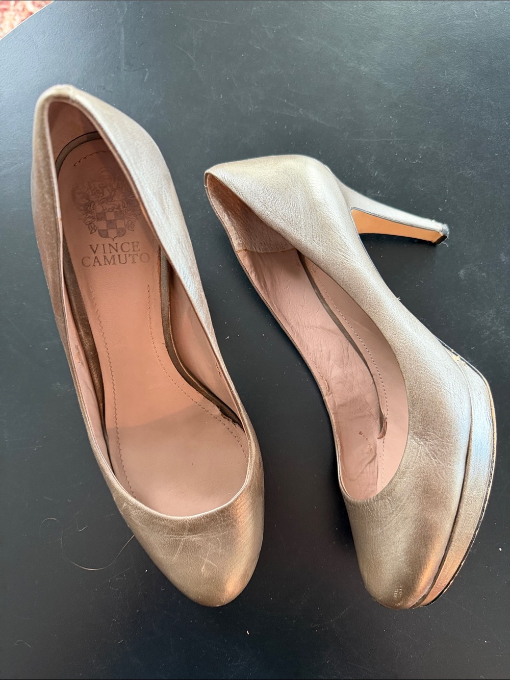 Vince Camuto Metallic Gold Pointed-Toe Pumps